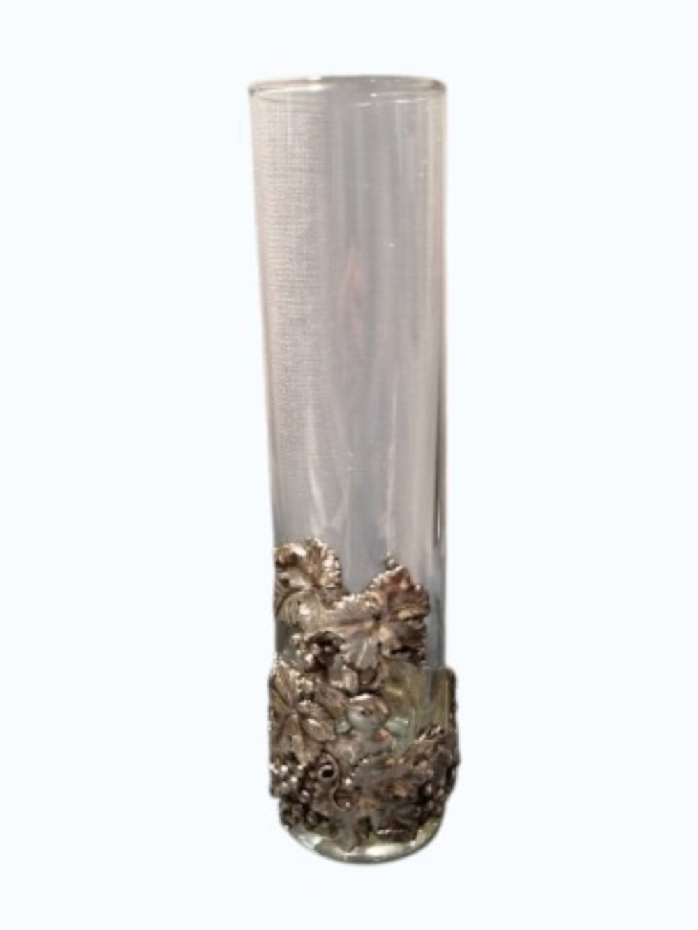 Vintage 1995 Arthur Court Bunny Rabbit Lillies Glass Bud Vase 7.5" Tall